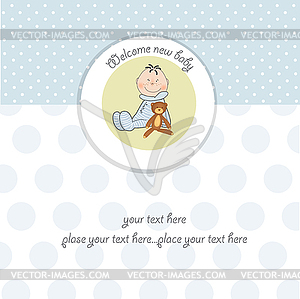 New baby boy shower card - vector clipart