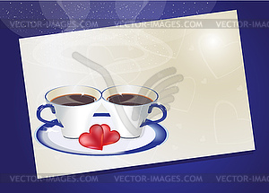 Two cups of coffee - royalty-free vector clipart