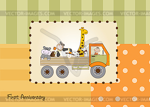 Birthday card with toys - vector clipart