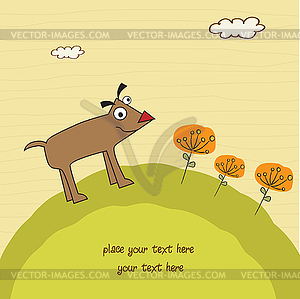 Happy little cute dog - vector clip art