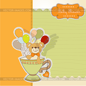 Baby shower card with cute teddy bear - vector EPS clipart