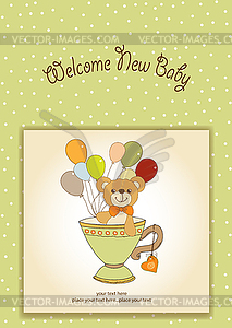 Baby shower card with cute teddy bear - vector clip art