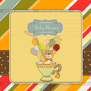 Baby shower card with cute teddy bear - vector clipart