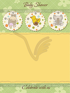 Cute baby shower card - vector image