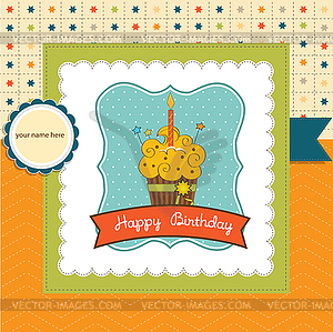 Счастливый день рождения кекс - векторное графическое изображение
