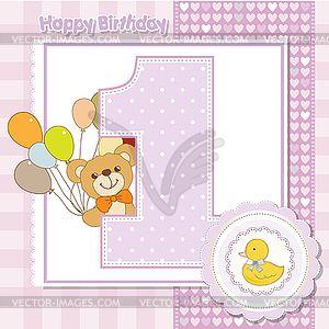 First anniversary card - color vector clipart