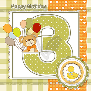 Third anniversary of birthday card - vector image