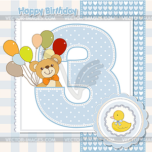 Third anniversary of birthday card - vector clip art