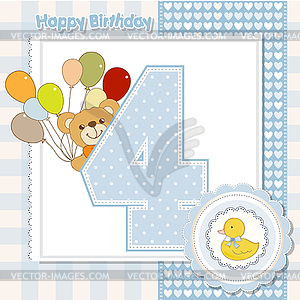 Fourth anniversary of birthday card - vector clipart / vector image