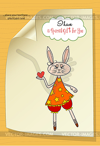 Cute little doe who gives her heart. romantic and - vector image