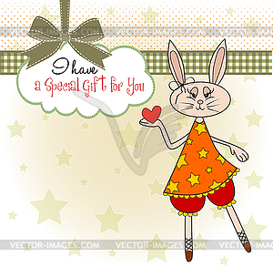 Cute little doe who gives her heart. romantic and - vector image