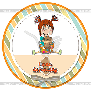 Little girl at her first birthday - vector clipart