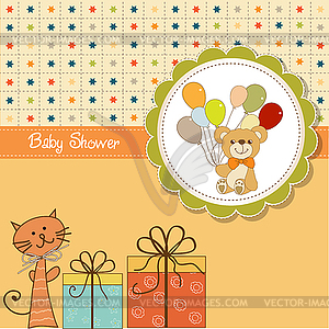 Funny cartoon baby shower card - vector image