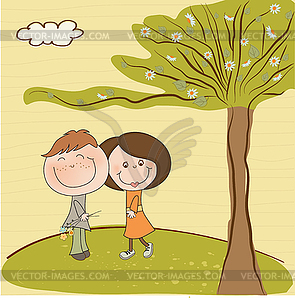 Happy lovers couple - vector clipart