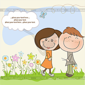 Happy lovers couple - vector clip art