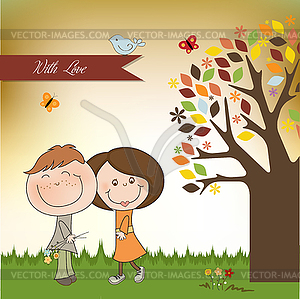 Happy lovers couple - vector clipart / vector image