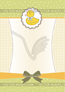 Baby shower card with little duck - vector image