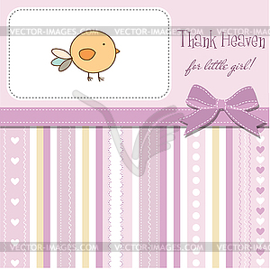 New baby announcement card with chicken - vector image