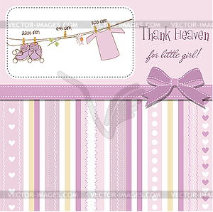 Baby girl shower announcement card - vector image