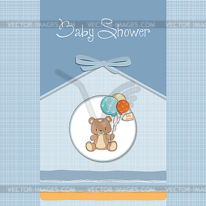 Baby shower card with cute teddy bear - vector clip art