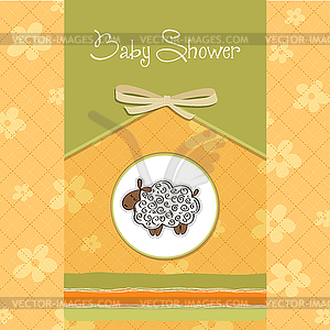 Cute baby shower card with sheep - vector clip art