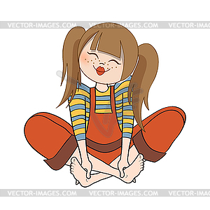 Romantic girl, is sitting barefoot - stock vector clipart