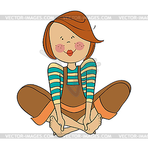 Romantic girl, is sitting barefoot - royalty-free vector image