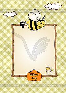 Baby shower card with funny little bee - vector EPS clipart