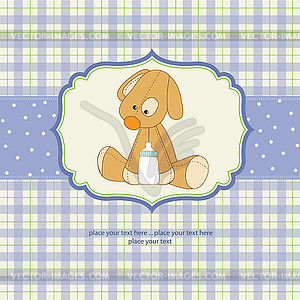 Baby shower card with puppy - vector clipart