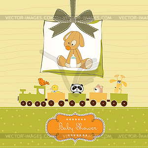 Baby shower card with puppy - vector clipart