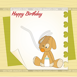 Baby shower card with puppy - vector clip art