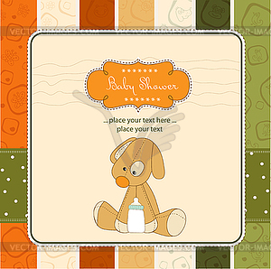 Baby shower card with puppy - vector clip art