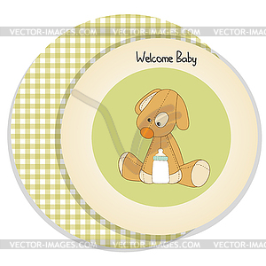 Baby shower card with puppy - vector image