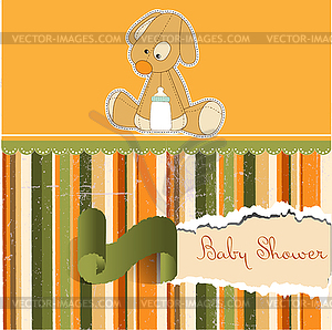 Baby shower card with puppy - vector clipart