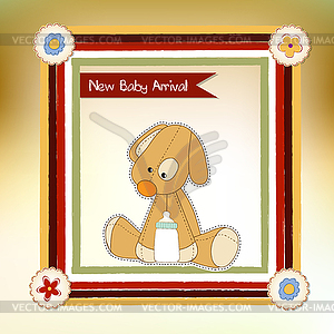 Baby shower card with puppy - vector image