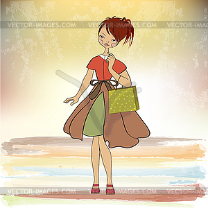 Girl at shopping - vector image