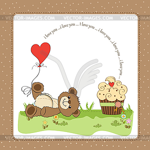 Cute love card with teddy bear - royalty-free vector image