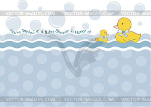 Baby shower card with duck toys - vector image