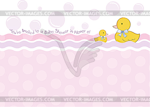 Baby shower card with duck toys - vector clipart