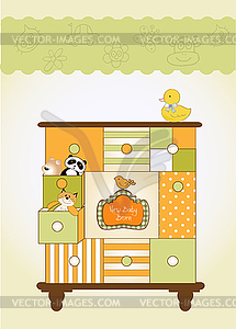 New baby greeting card with nice closed - vector clipart