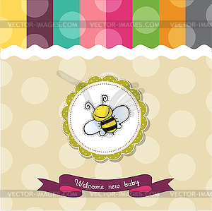 Baby shower card with funny little bee - vector image