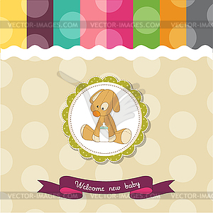 Baby shower card with puppy - vector clip art