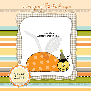 Happy birthday card with ladybug - vector clipart