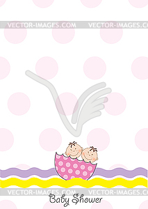 Twins baby shower invitation - vector clipart