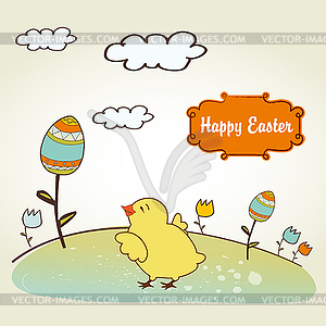 Easter background with chicken - royalty-free vector image