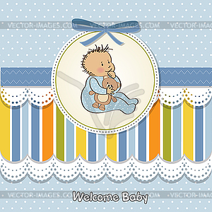 Romantic baby boy shower card - vector image