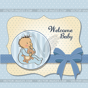 Romantic baby boy shower card - vector clipart