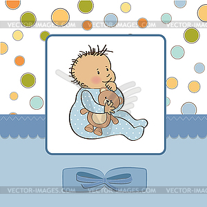 Romantic baby boy shower card - vector image