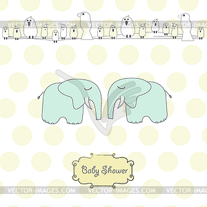 Baby twins shower card - vector image