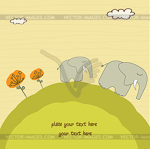 Baby elephant and his mother - vector EPS clipart